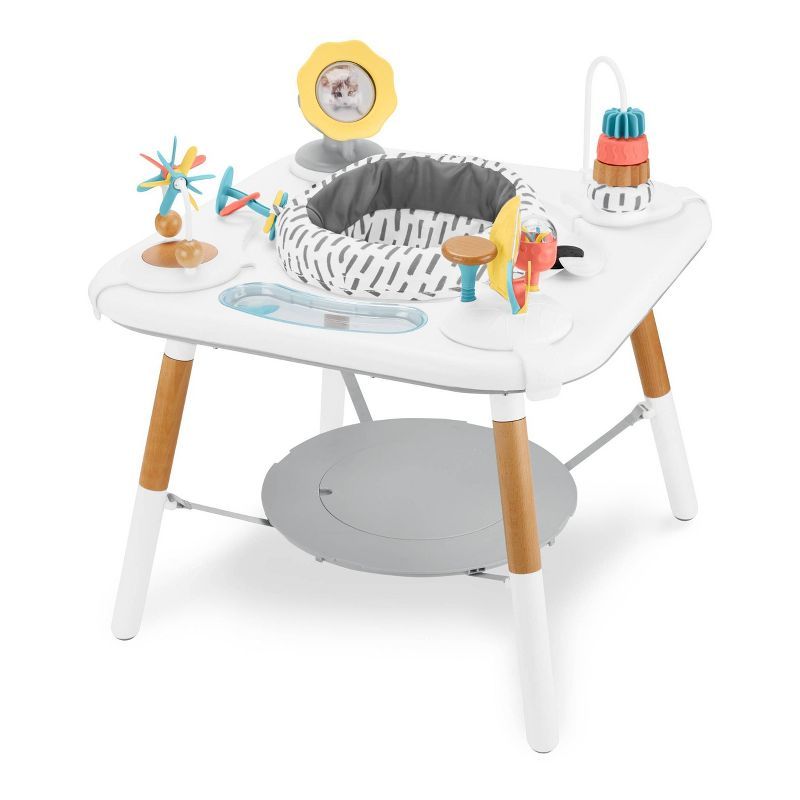 Montessori-Inspired White and Natural Wood Baby Activity Center