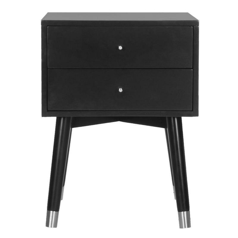 Lyla Black/Silver Transitional 2-Drawer Nightstand