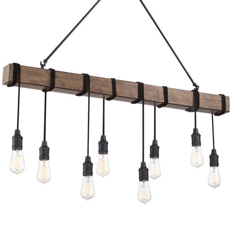 Tomas Black Wood Grain 8-Light Island Pendant Chandelier