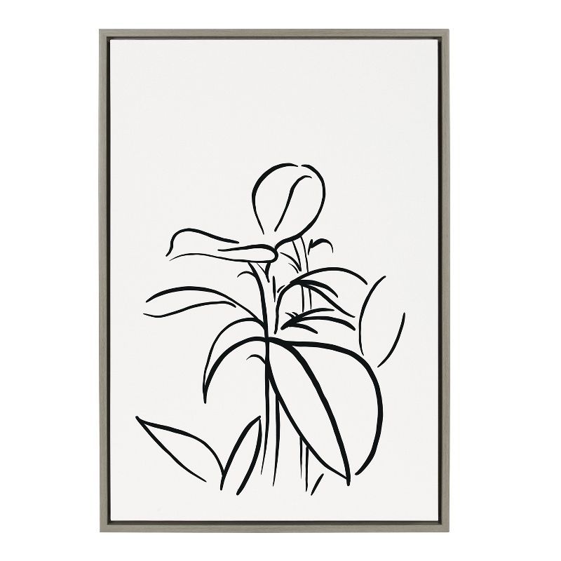 Sylvie Botanical Sketch Black and White Framed Canvas Print