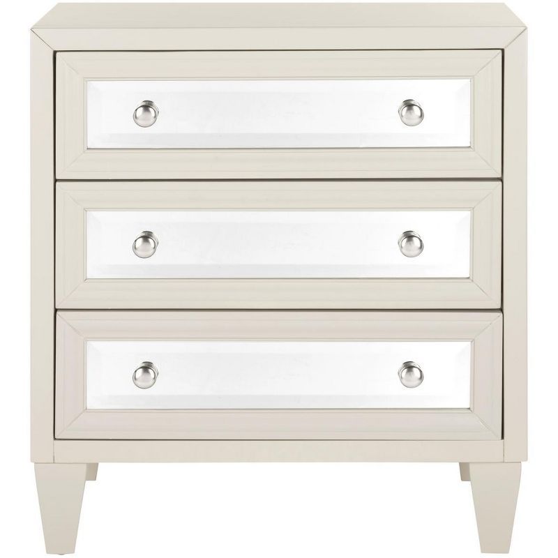 Gray Mirrored 3-Drawer Transitional Chest