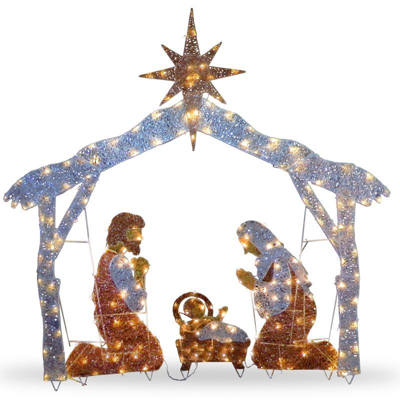 72" Pre-Lit Nativity Scene with Cool White LED Lights