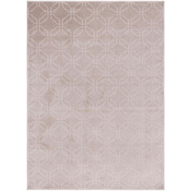 Beige Hand-Knotted Rectangular Synthetic Area Rug