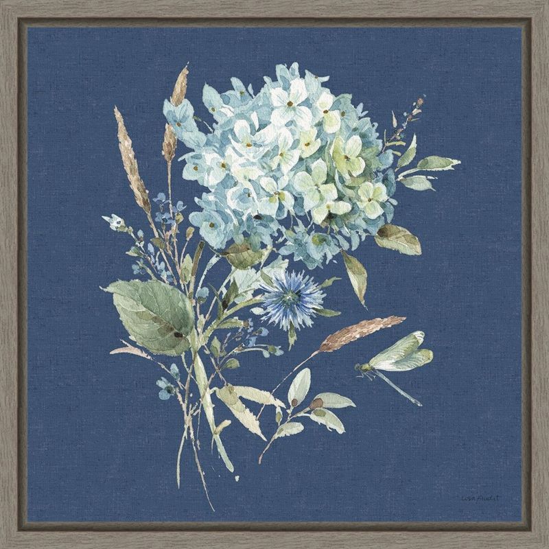 Blue Floral Bouquet Canvas Print with Wood Frame