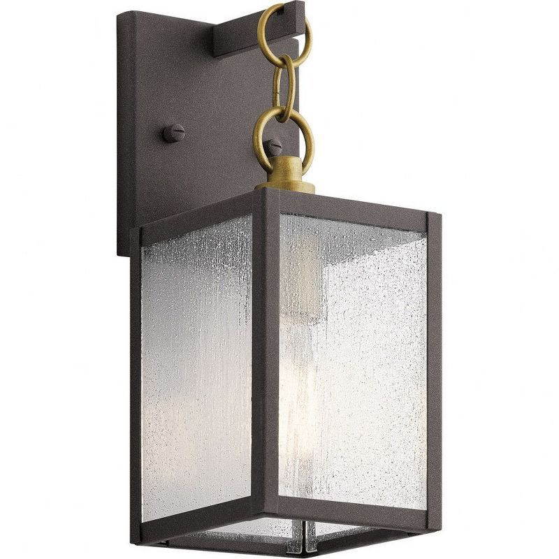 Lahden 16.75" Distressed Bronze Outdoor Wall Lantern with Clear Glass