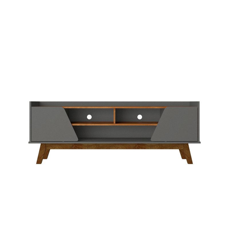 Marcus Grey and Natural 63" Mid-Century Modern TV Stand with Cabinet