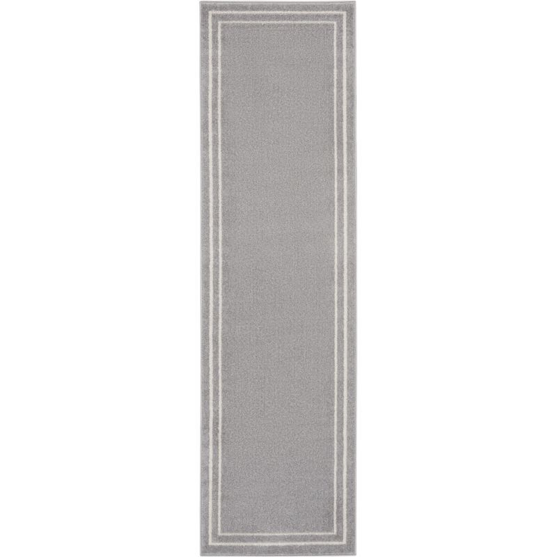 Grey and Ivory Synthetic Reversible Runner Rug