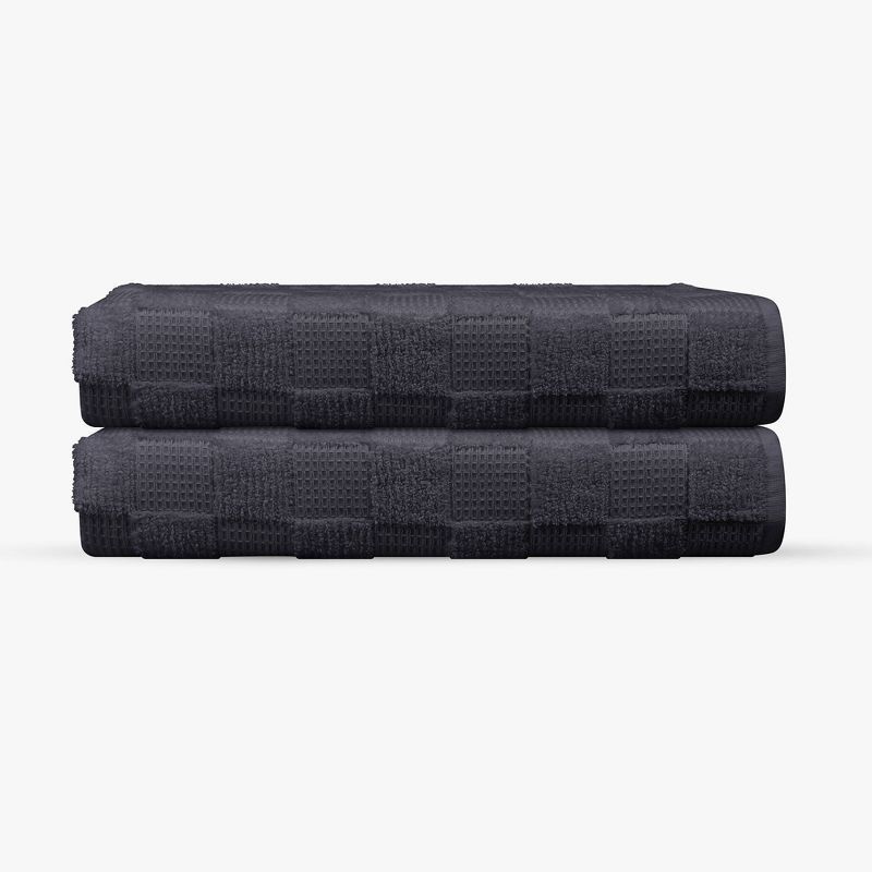 Oversized Anthracite Turkish Cotton Waffle Terry Bath Sheet Set