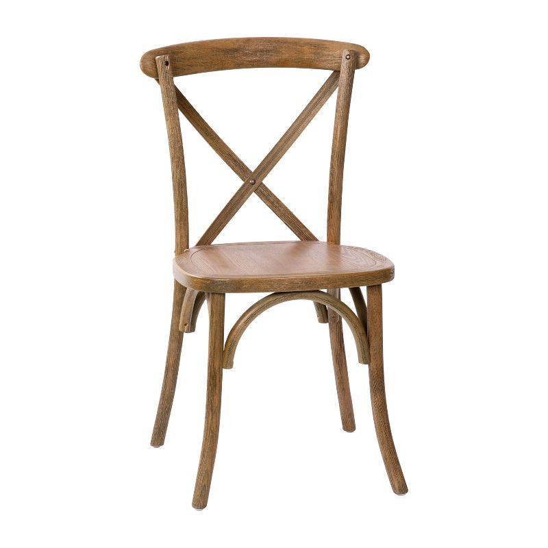 Dark Natural High Cross Back Wooden Side Chair