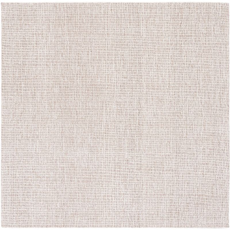 Ivory Abstract Hand-Tufted Wool Square Rug - 4' x 4'