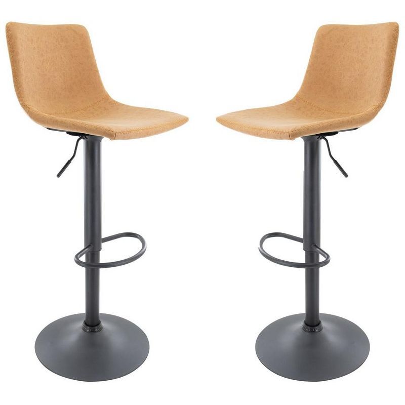 Tilbury Light Brown Adjustable Swivel Bar Stools with Footrest Set of 2