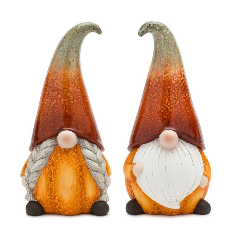 Terracotta Pumpkin Gnome Figurines Set for Fall Decor