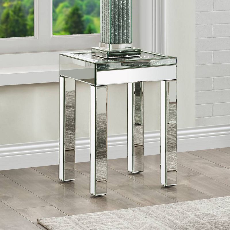 Luxe Reflections 50" Mirrored & Wood Console Table with Faux Diamonds