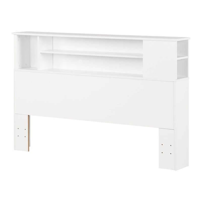 Pure White Queen Bookcase Headboard with Storage