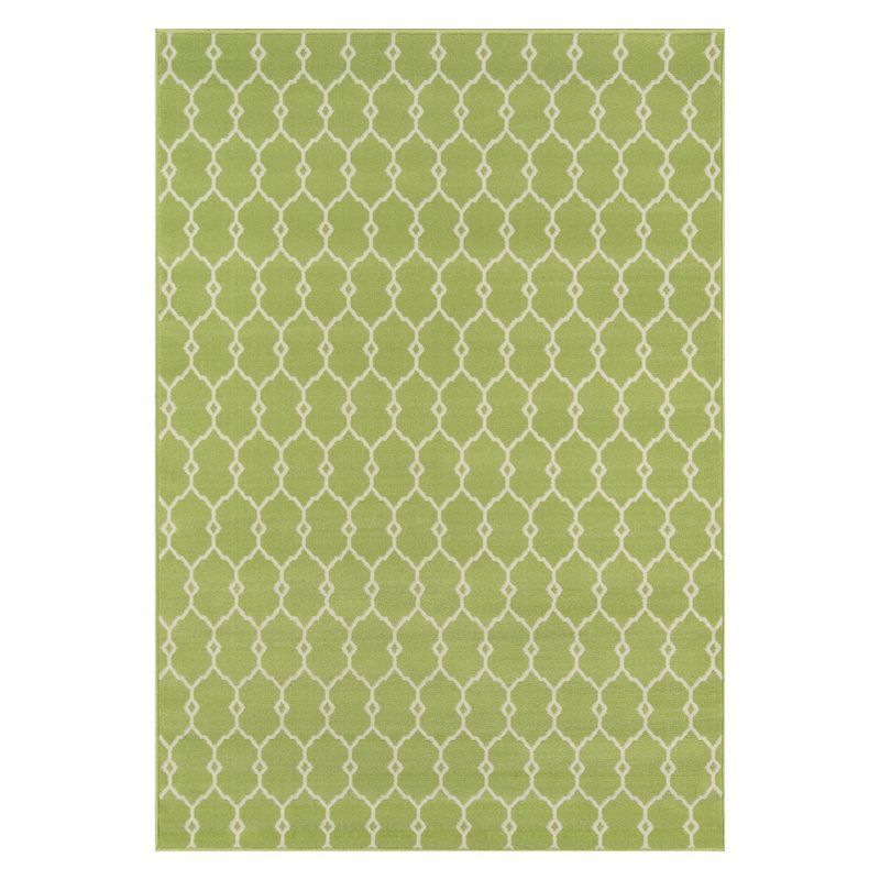 27'' Luxe Green Trellis Rectangular All-Weather Area Rug