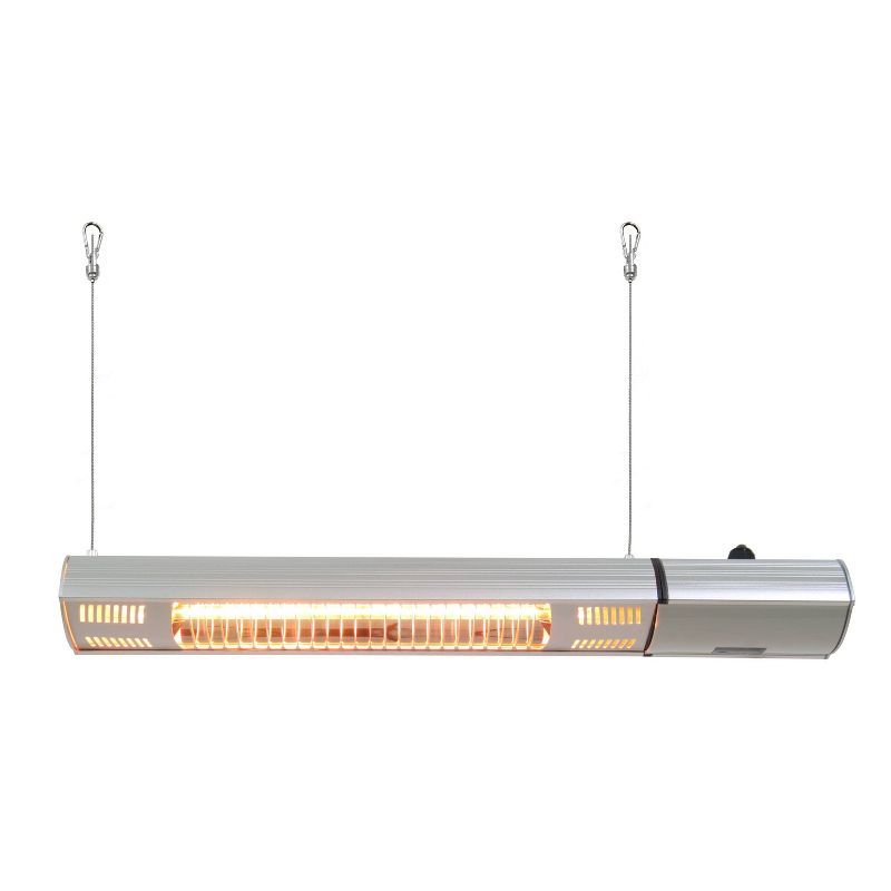 Silver Wall Mounted Infrared Electric Outdoor Heater with Remote