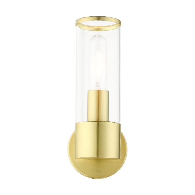 Bancroft Satin Brass Dimmable Vanity Wall Sconce with Clear Glass