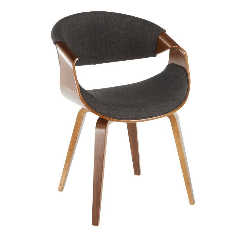 Curvo Mid-Century Modern Walnut and Charcoal Upholstered Arm Chair