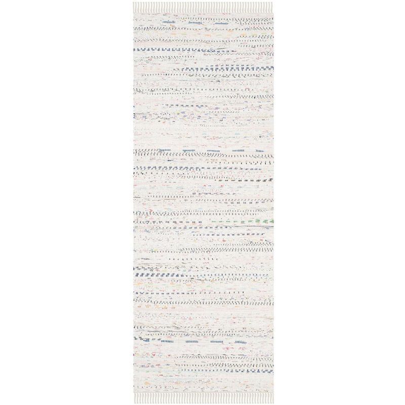 Chic Ivory Stripe Handwoven Cotton Runner Rug - 2'3" x 6'