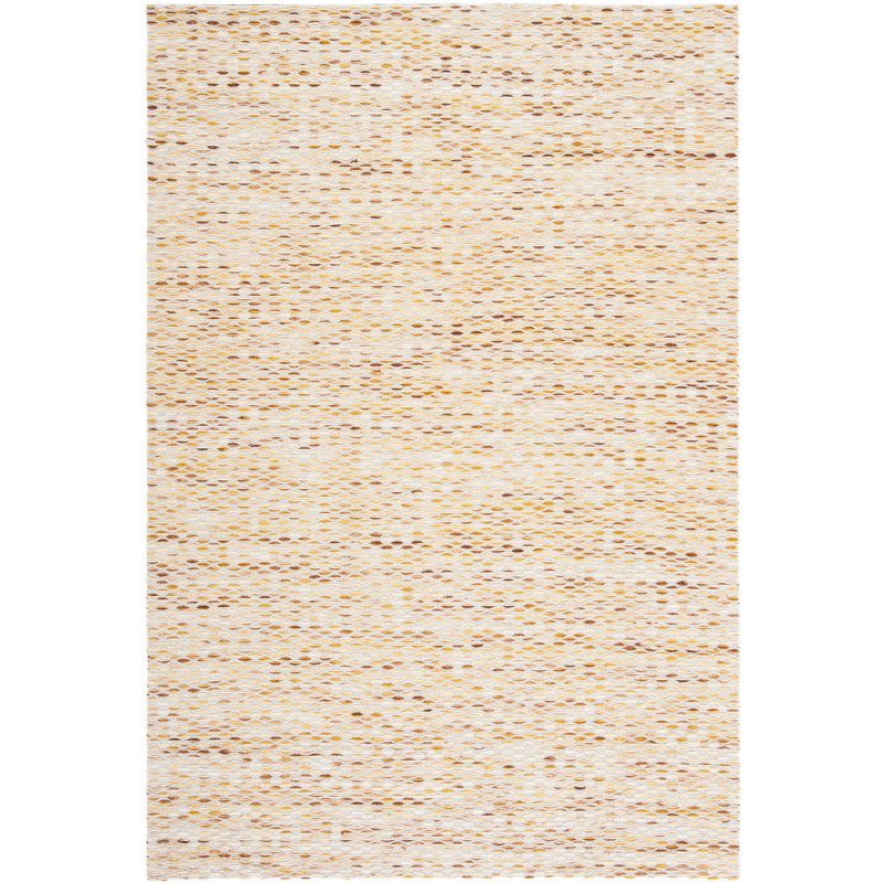 Yellow and Ivory Flat Woven Wool Area Rug, 6' x 9'