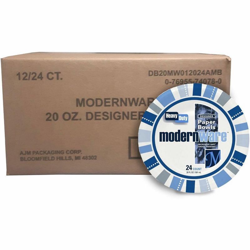 ModernWare Heavy Duty 20 oz White Paper Bowls - 24 Pack