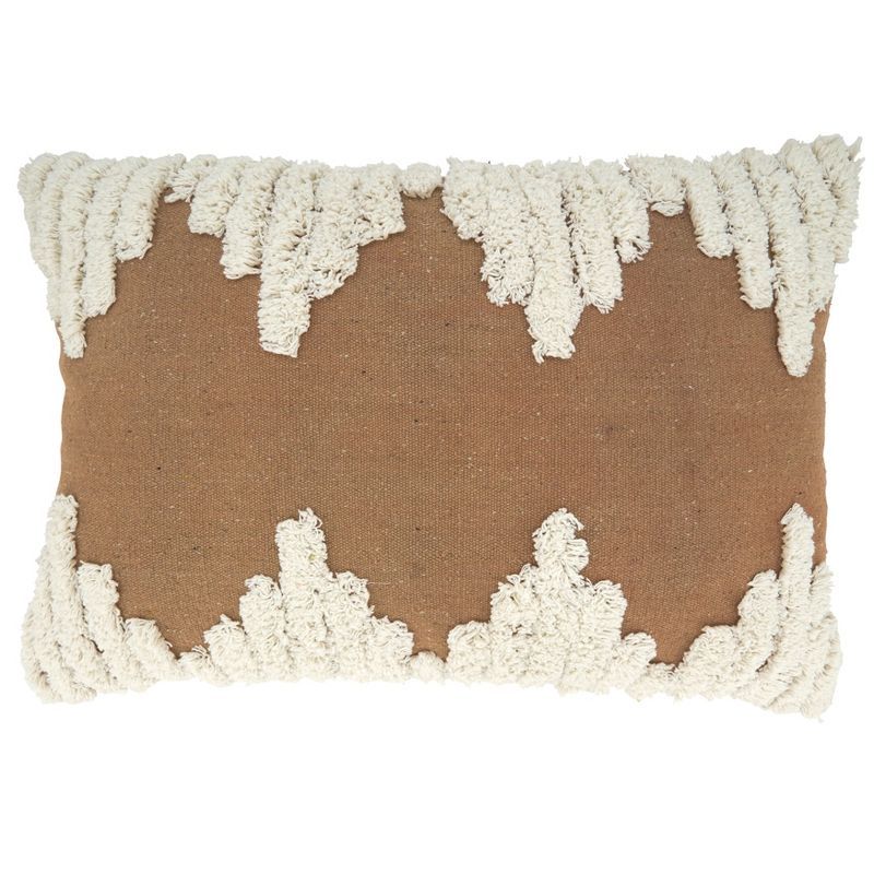 Tufted Beige and White Cotton Decorative Pillow Cover