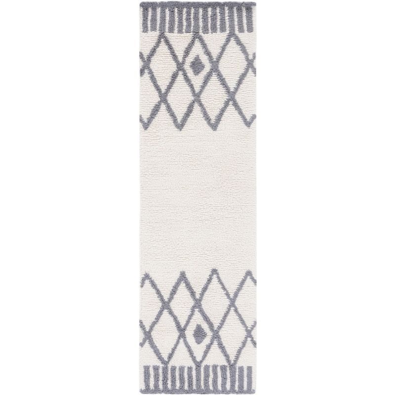 Ivory and Gray Hand Tufted Wool Area Rug