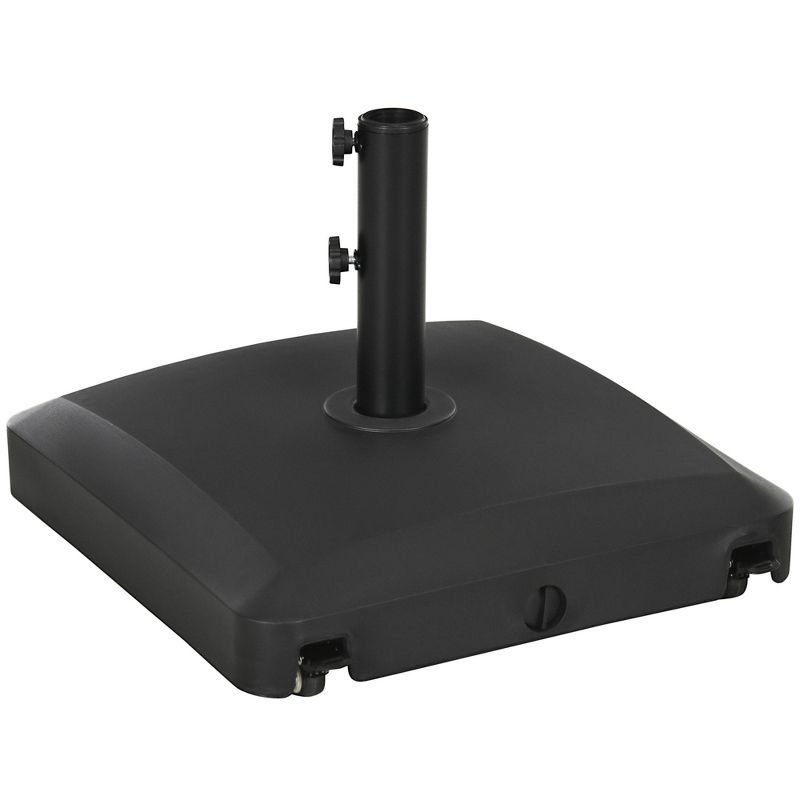 Black Metal Wheeled Patio Umbrella Base Stand
