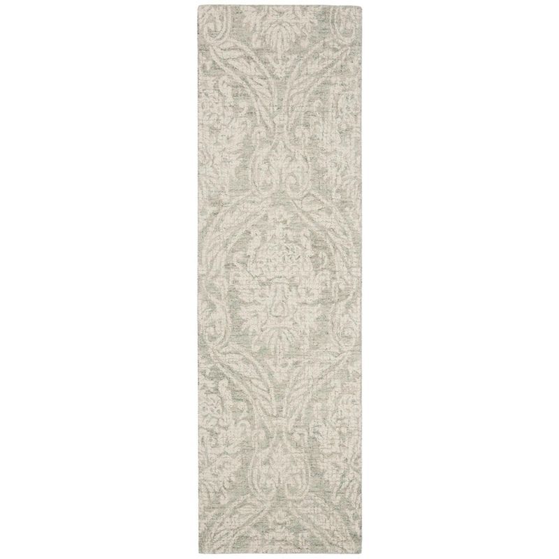 Gray Abstract Handmade Wool Tufted Reversible Rug, 24" x 4"