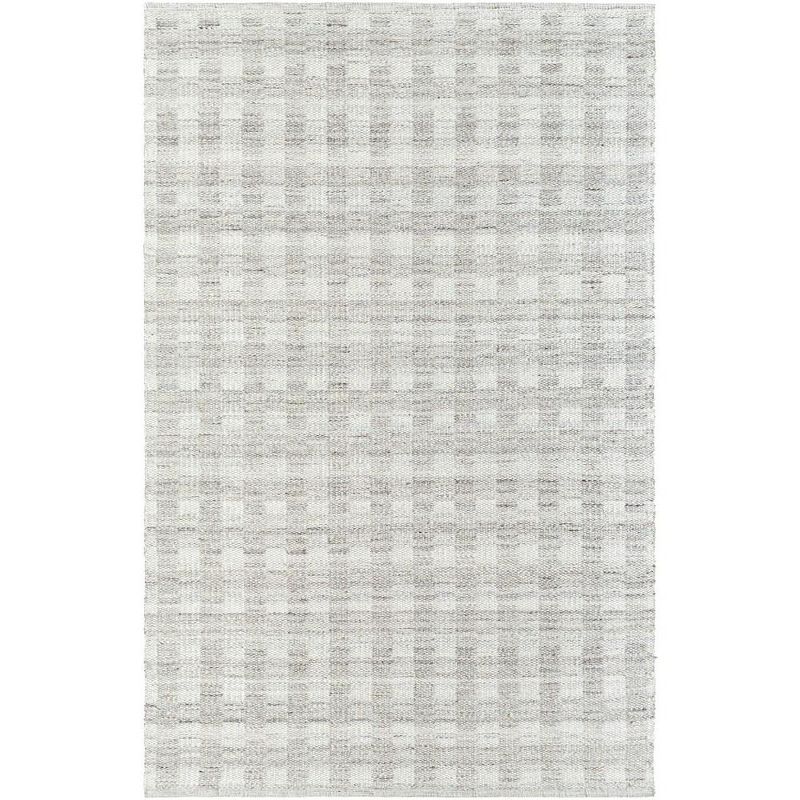 Handmade Gray Wool Rectangular Stain-Resistant Area Rug 5' x 7'