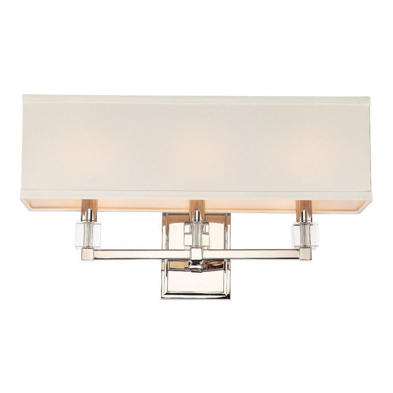 Elegant 3-Light Polished Nickel Vanity Sconce with Crystal Accents