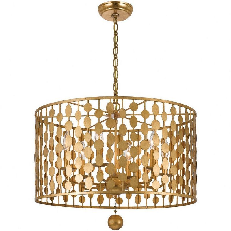 Layla Antique Gold 6-Light Crystal Chandelier with Dimmable E12 Candelabra