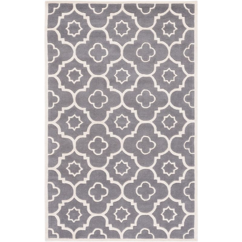 Plush Hand-Tufted Dark Grey Wool Square Area Rug - 6' x 9'