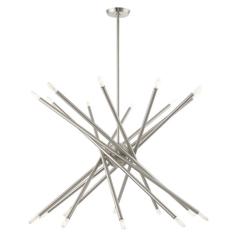 Soho Brushed Nickel 20-Light Asymmetrical Chandelier with Crystal Accents