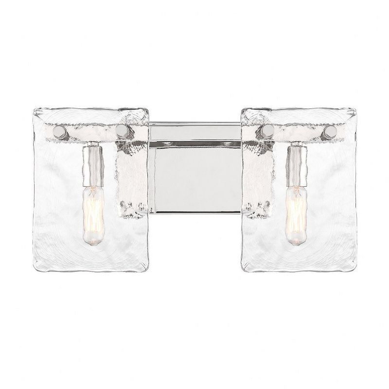 Polished Nickel 2-Light Vanity with Handmade Water Glass Shades