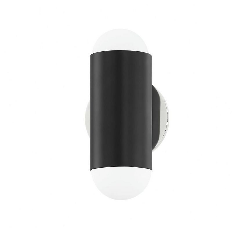 Polished Nickel and Soft Black Steel 2-Light Sconce