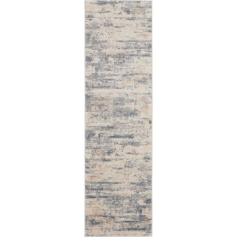 Abstract Brushstroke 26'' Gray and Beige Modern Indoor Rug