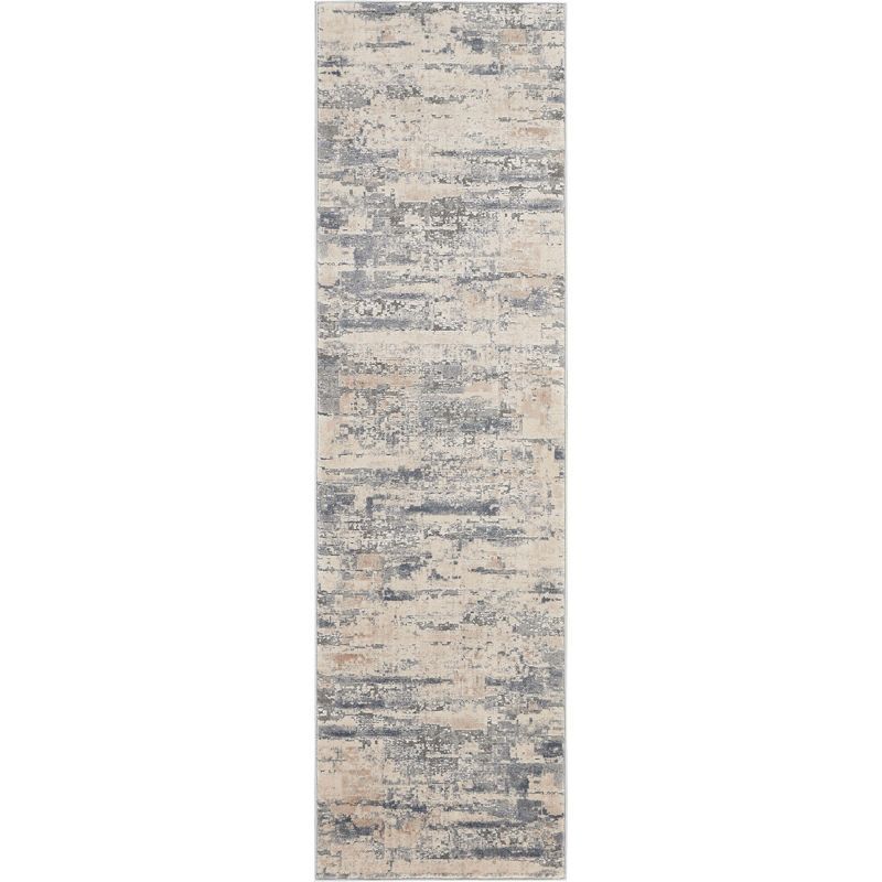 Abstract Brushstroke 26'' Gray and Beige Modern Indoor Rug