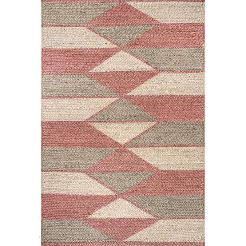 Handmade Solange Braided Jute Diamond 5' x 8' Area Rug in Rust