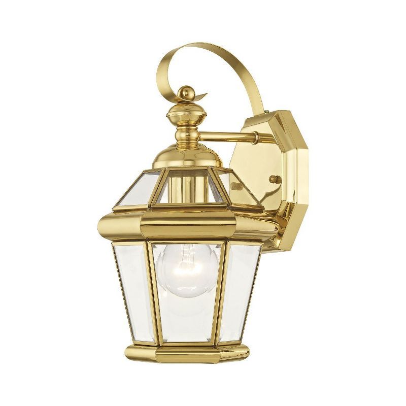 Georgetown Polished Brass Dimmable Wall Lantern with Clear Glass