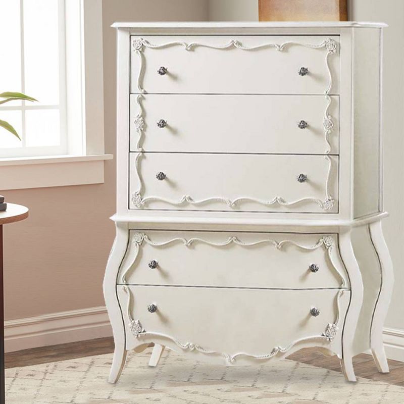 Edalene Pearl White Chest with Floral Felt-Lined Drawers