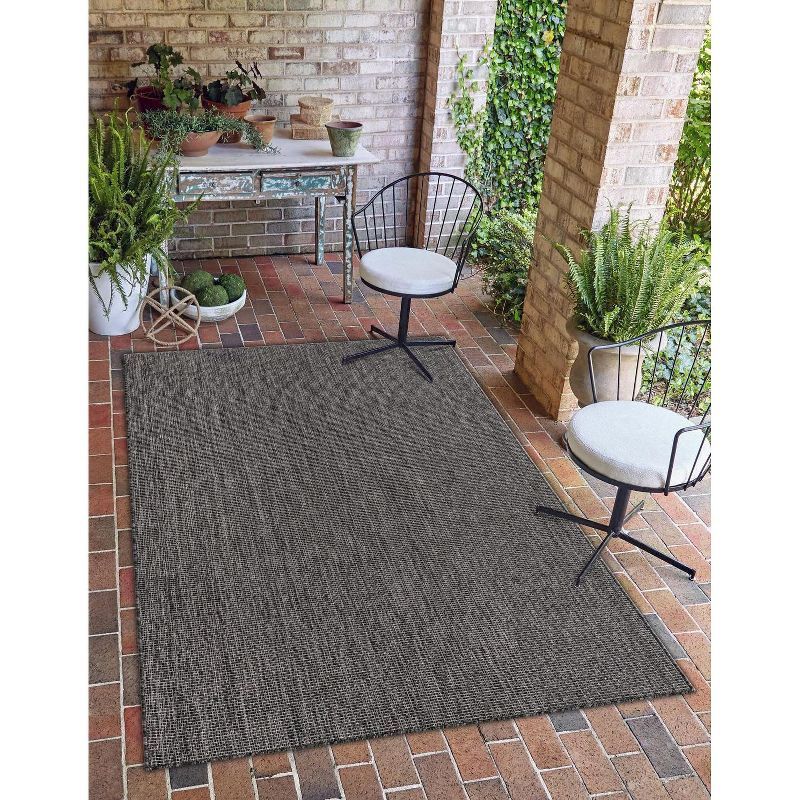 4' x 6' Black Synthetic Outdoor Area Rug: Flat Woven, Washable, Reversible