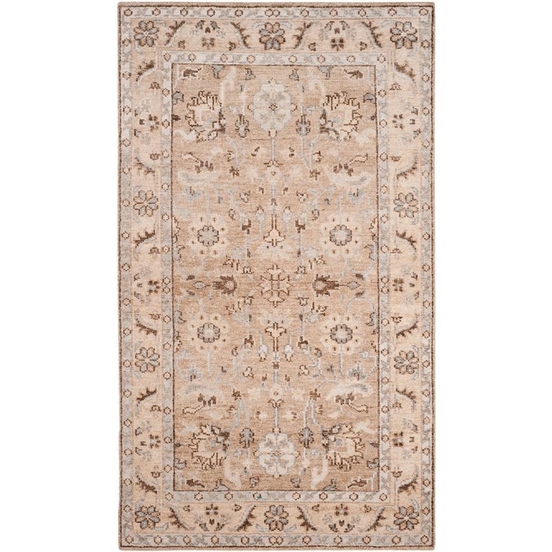 Lustrous Heirloom Ivory Wool 5' x 8' Hand-Knotted Area Rug