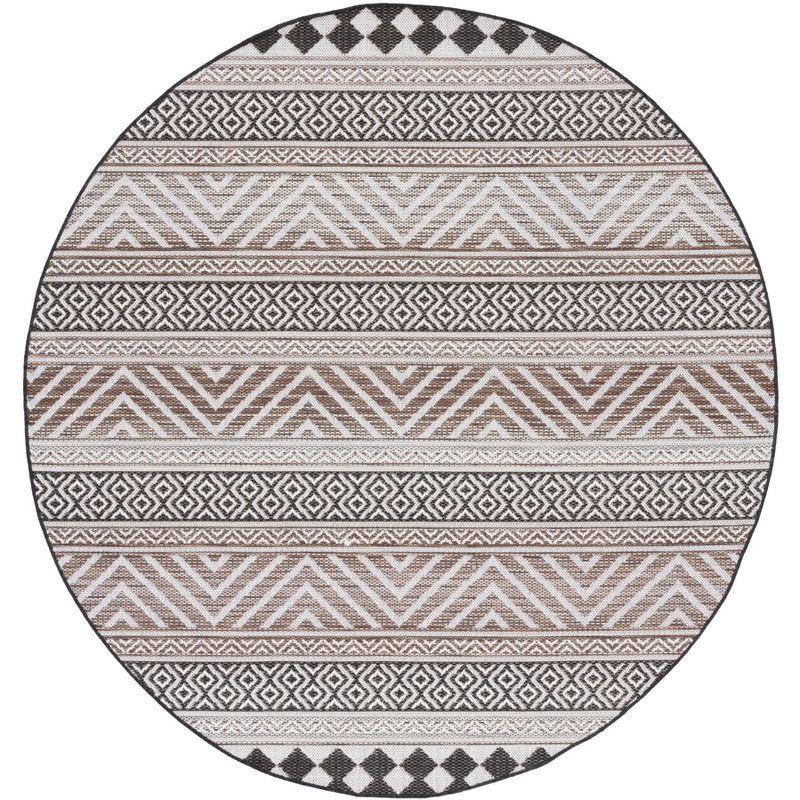 Havana Round Black and Light Brown Synthetic Indoor/Outdoor Rug