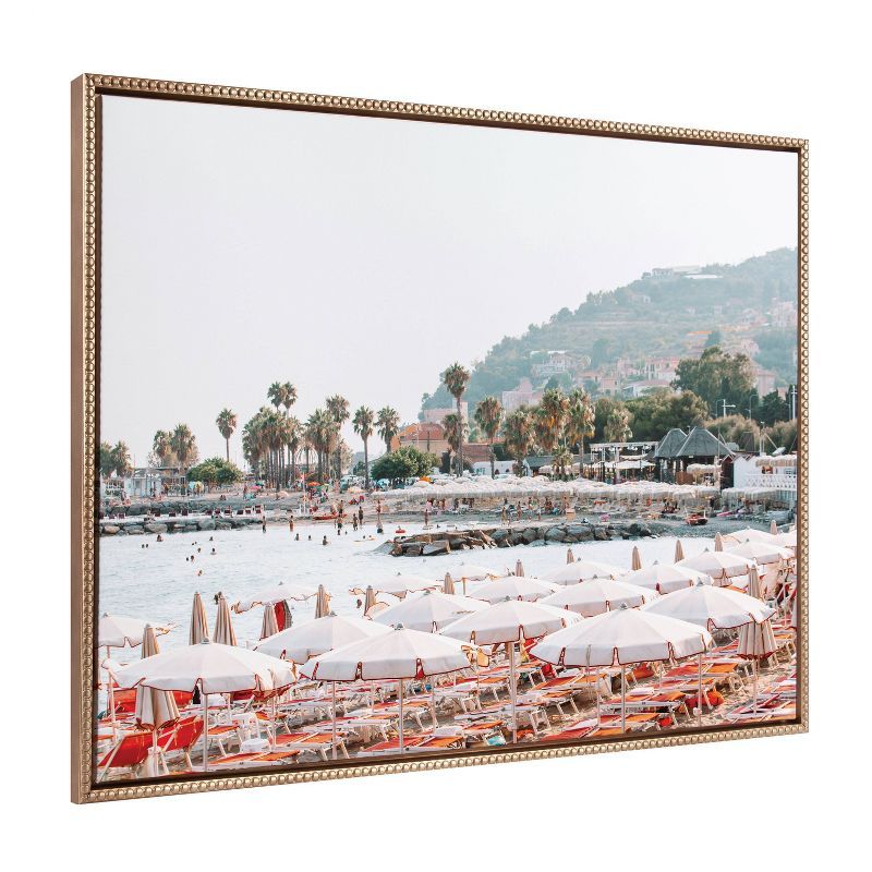 28"x38" Gold Framed Coastal Landscape Canvas Print