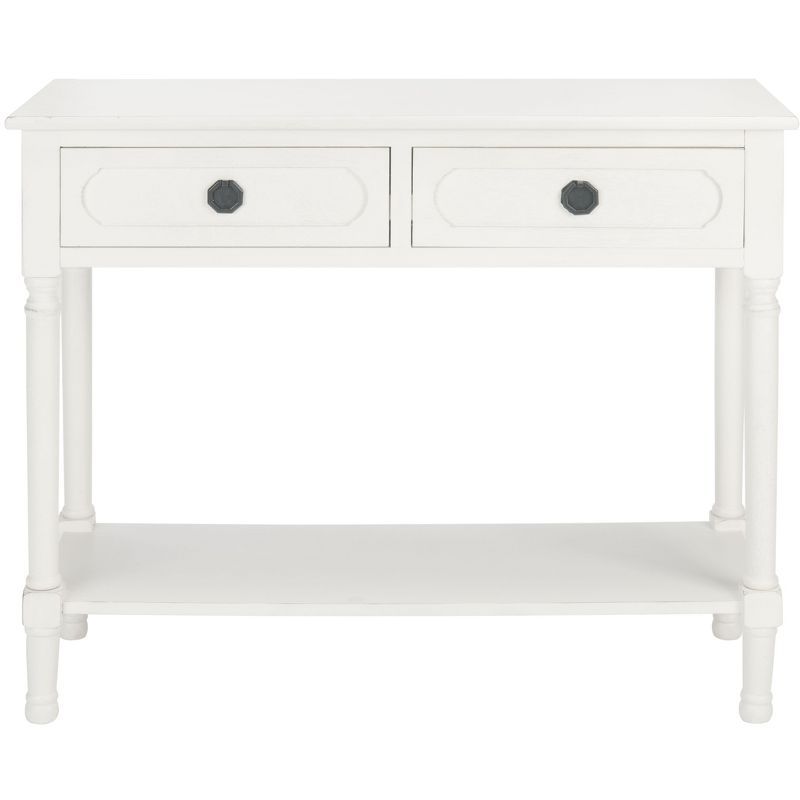 Allura Distressed White Wood 2-Drawer Console Table