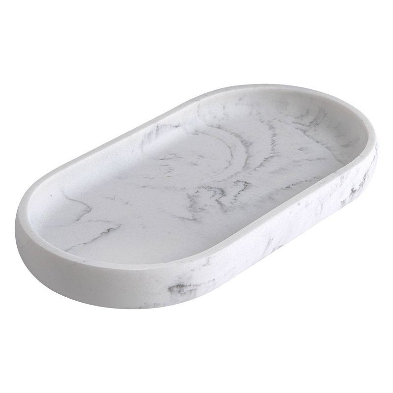 Legends White and Gray Marble Resin Vanity Tray