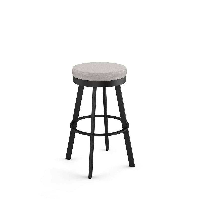 Swice Light Grey Polyester and Black Metal Swivel Counter Stool