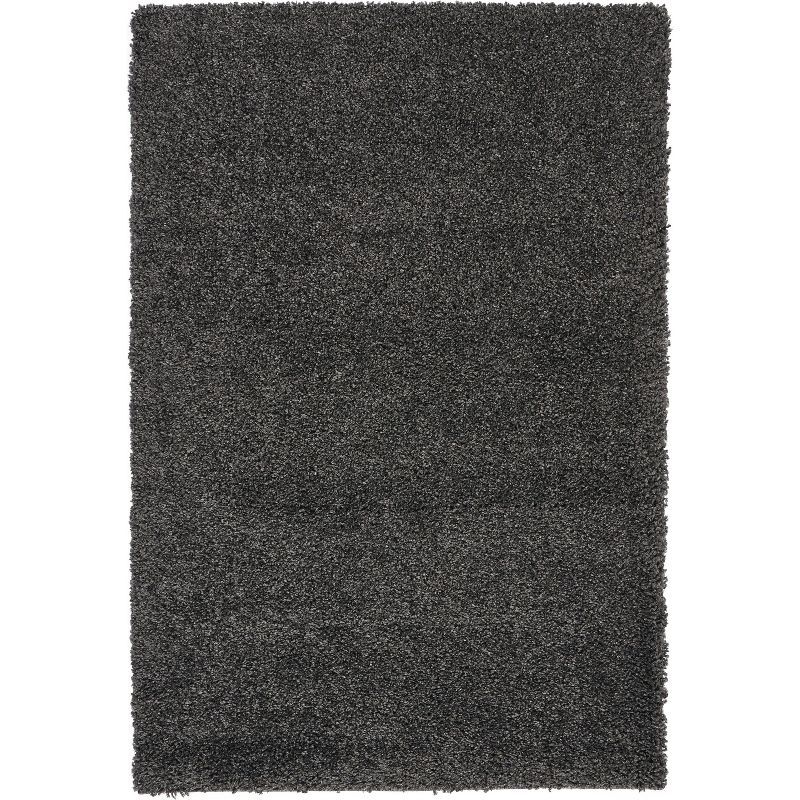 Dark Grey Rectangular Shag Rug with Latex Backing