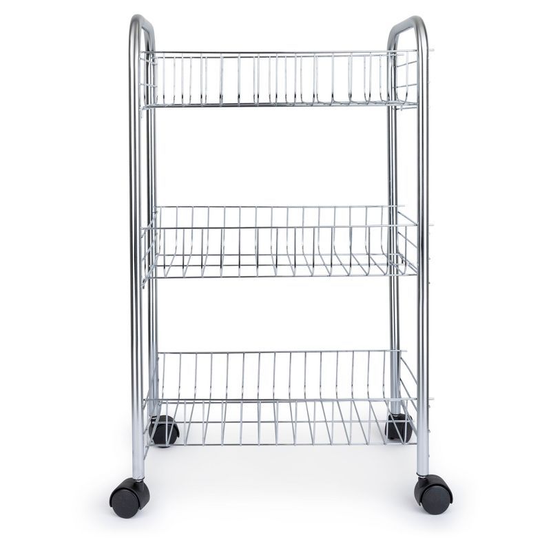 Stainless Steel 3-Tier Rolling Kitchen Cart with Storage